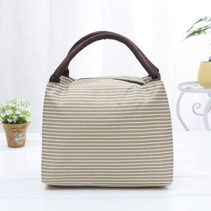 New striped insulation bag lunch box bento bag picnic bag outdoor hot and cold constant temperature insulation bag large factory production