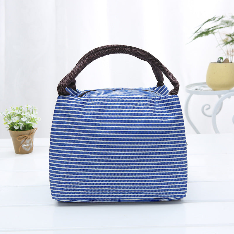 New striped insulation bag lunch box bento bag picnic bag outdoor hot and cold constant temperature insulation bag large factory production