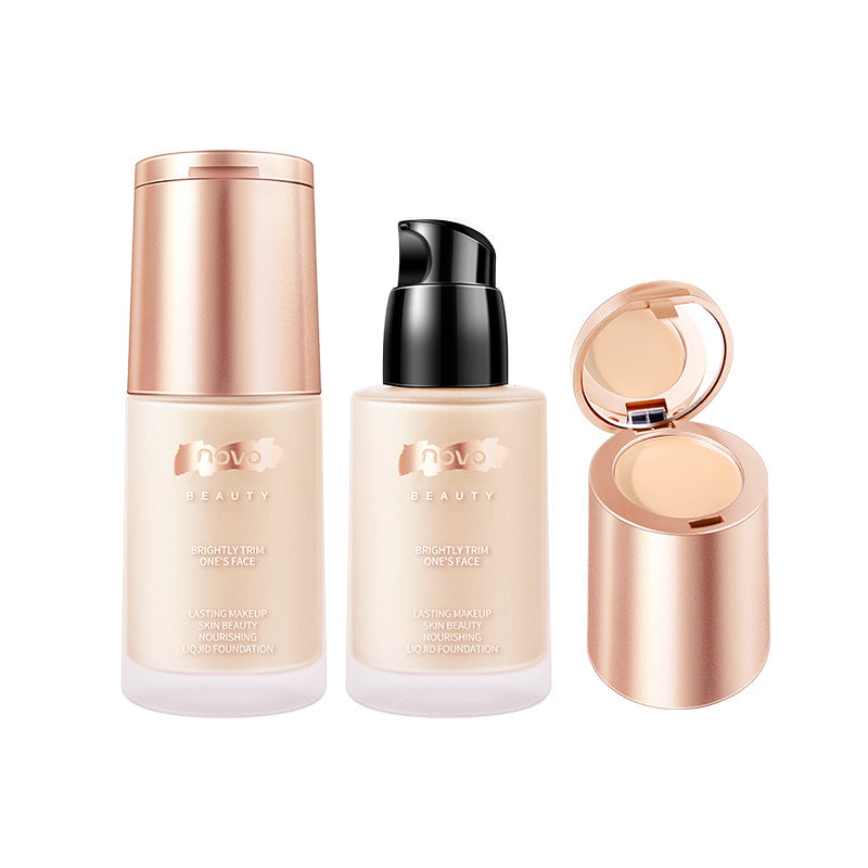 NOVO5334 nourishing liquid foundation conceals concealers for a long time without makeup removal, moisturizing, anti-sweat and light 