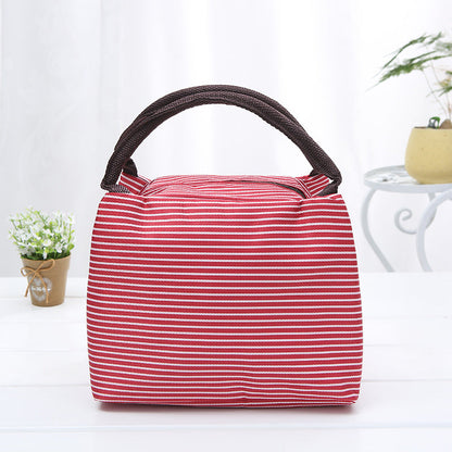 New striped insulation bag lunch box bento bag picnic bag outdoor hot and cold constant temperature insulation bag large factory production