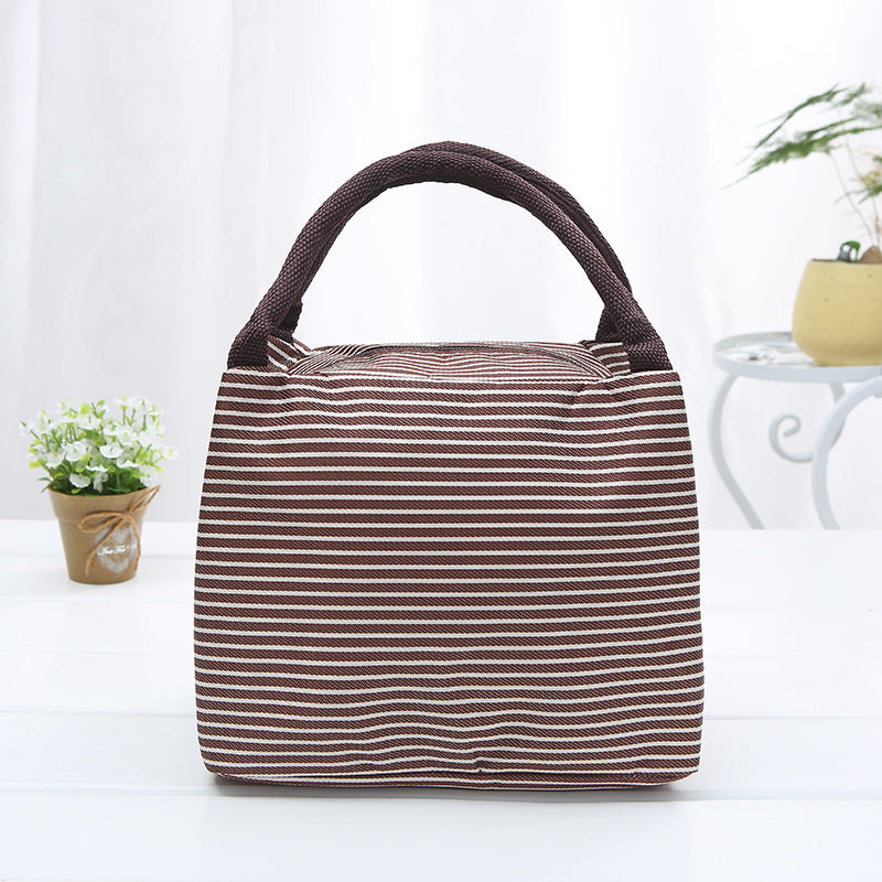 New striped insulation bag lunch box bento bag picnic bag outdoor hot and cold constant temperature insulation bag large factory production