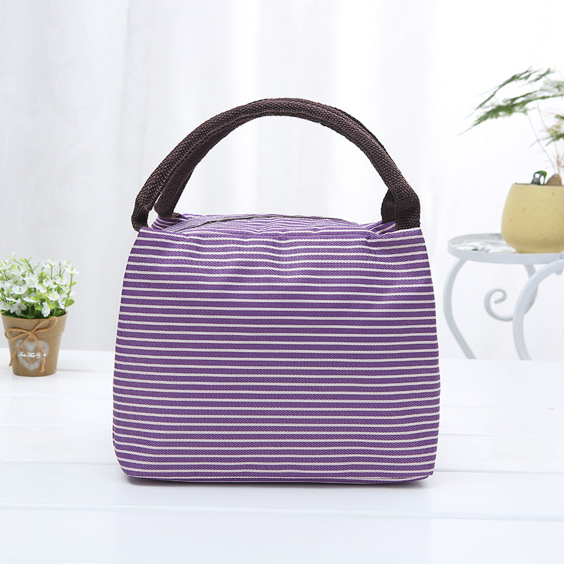 New striped insulation bag lunch box bento bag picnic bag outdoor hot and cold constant temperature insulation bag large factory production