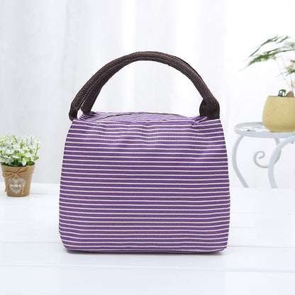 New striped insulation bag lunch box bento bag picnic bag outdoor hot and cold constant temperature insulation bag large factory production