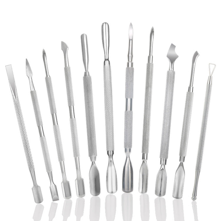 Amazon spot nail art dead skin fork double head small steel push nail art tool set full set of shop home beginners