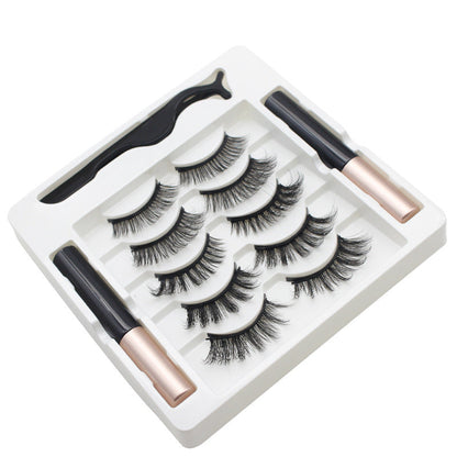 DINGSEN False Eyelashes Magnetic Eyelashes 5 pairs of eyelashes 2 liquid eyeliner set curled and thick