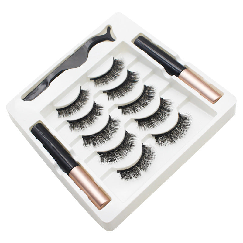 DINGSEN False Eyelashes Magnetic Eyelashes 5 pairs of eyelashes 2 liquid eyeliner set curled and thick