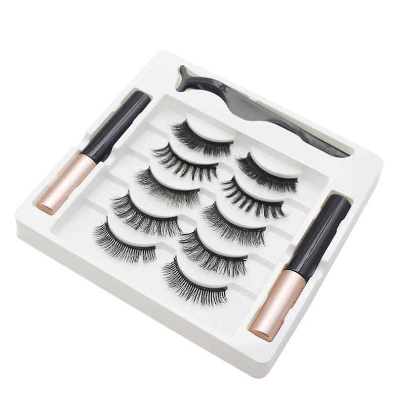 DINGSEN False Eyelashes Magnetic Eyelashes 5 pairs of eyelashes 2 liquid eyeliner set curled and thick