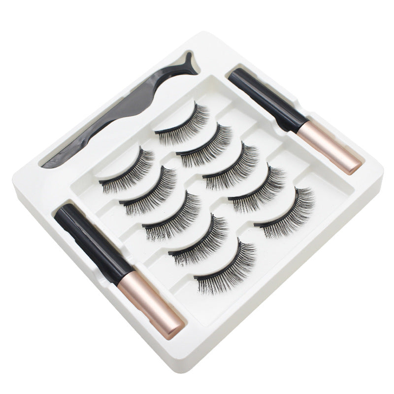 DINGSEN False Eyelashes Magnetic Eyelashes 5 pairs of eyelashes 2 liquid eyeliner set curled and thick