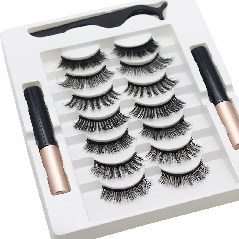 DINGSEN False Eyelashes Magnetic Eyelashes 7 pairs of eyelashes 2 liquid eyeliner set curled and thick 