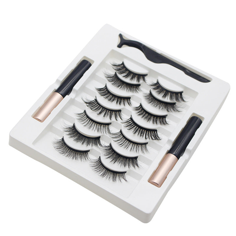 DINGSEN False Eyelashes Magnetic Eyelashes 7 pairs of eyelashes 2 liquid eyeliner set curled and thick 