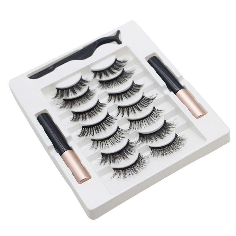 DINGSEN False Eyelashes Magnetic Eyelashes 7 pairs of eyelashes 2 liquid eyeliner set curled and thick 