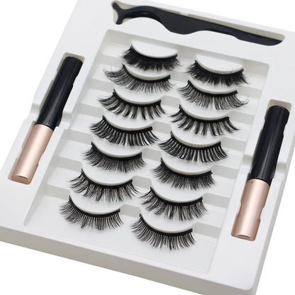 DINGSEN False Eyelashes Magnetic Eyelashes 7 pairs of eyelashes 2 liquid eyeliner set curled and thick 