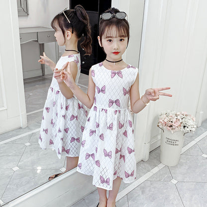 Children's suspender skirt 2024 new summer girls dress cotton girl Korean version princess dress floral vest skirt