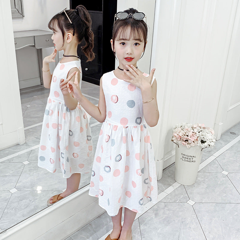 Children's suspender skirt 2024 new summer girls dress cotton girl Korean version princess dress floral vest skirt