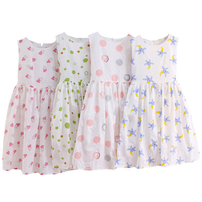 Girls cotton skirt 2024 new summer clothes for children, middle and large children, fashionable floral cotton dress, long skirt, full cotton skirt 