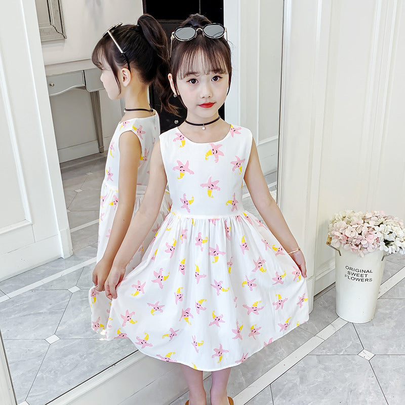 Children's suspender skirt 2024 new summer girls dress cotton girl Korean version princess dress floral vest skirt