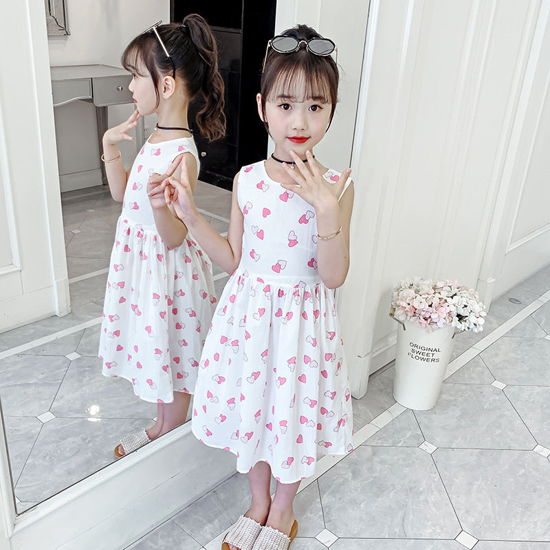 Children's suspender skirt 2024 new summer girls dress cotton girl Korean version princess dress floral vest skirt