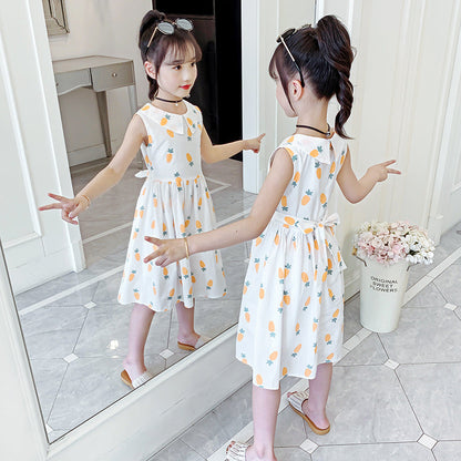 Children's suspender skirt 2024 new summer girls dress cotton girl Korean version princess dress floral vest skirt