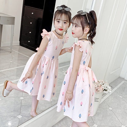 Children's suspender skirt 2024 new summer girls dress cotton girl Korean version princess dress floral vest skirt