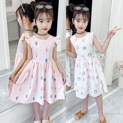 Children's suspender skirt 2024 new summer girls dress cotton girl Korean version princess dress floral vest skirt