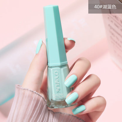 Ou Yafei's new nail polish 48 colors optional non-peelable long-lasting sequins oily nail polish for pregnant women and children