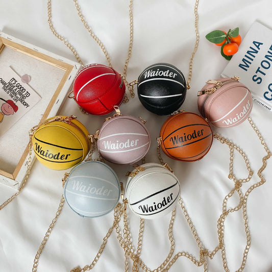 Fashion personality men and women baby coin bag new style basketball small round bag street hip-hop boy crossbody bag 