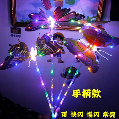 Internet celebrity hot flash butterfly with colorful wings moving handheld luminous butterfly Kuaishou Douyin toy wholesale