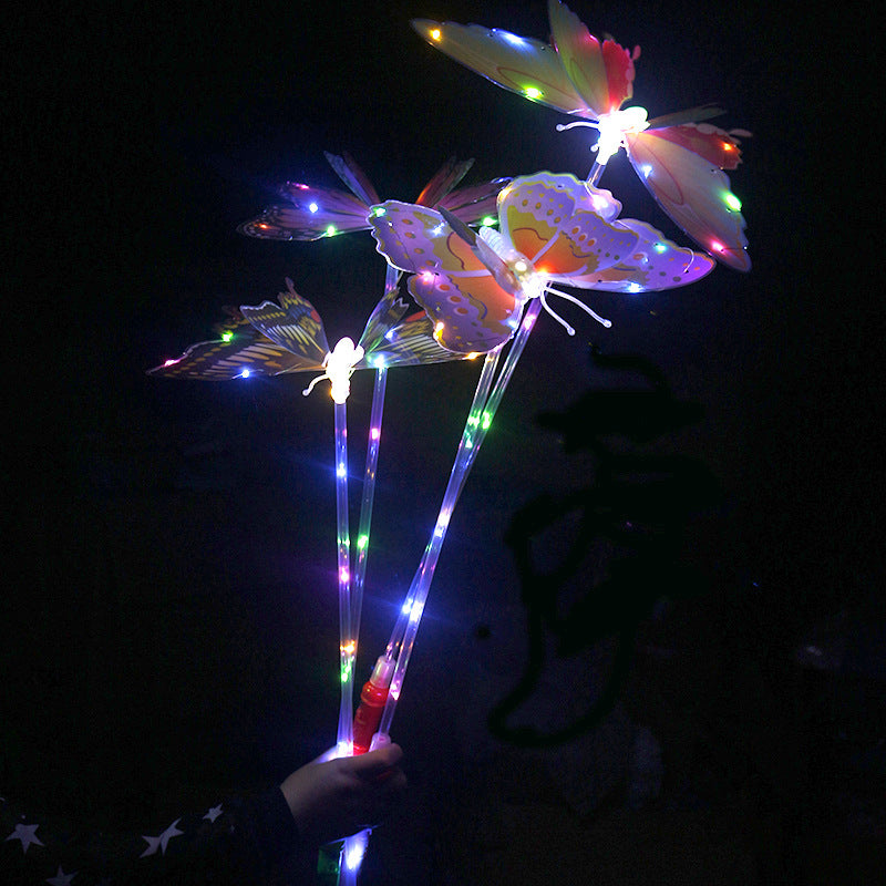 The same electric luminous butterfly stall toy as Douyin is hot selling. The handheld three-speed adjustable colorful flash swing butterfly