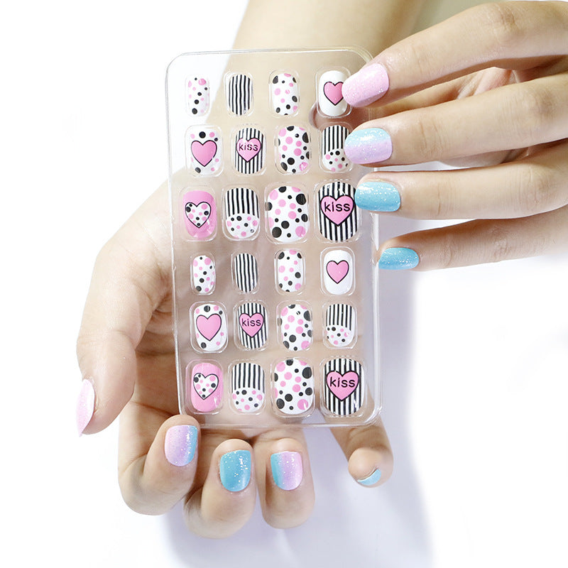 Zhifei nail art 24 pieces bagged wearable wearable nail pieces finished nail art children's nail art finished nail pieces