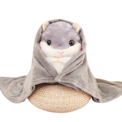 Hamster doll hand cover pillow blanket three in one plush toy multi-purpose car pillow Children's Day gift