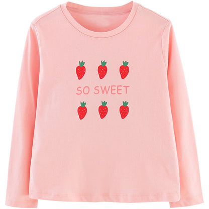 Girls long-sleeved bottoming shirt 2024 new spring and autumn cotton stylish children's pullover knitted tops T-shirts for big and small children