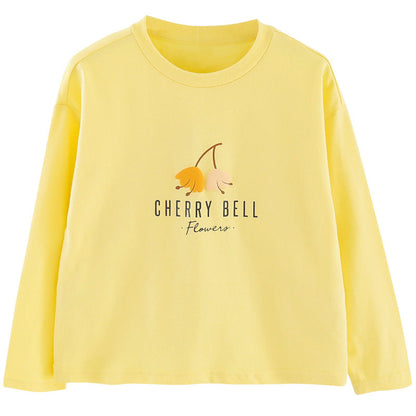 Girls long-sleeved bottoming shirt 2024 new spring and autumn cotton stylish children's pullover knitted tops T-shirts for big and small children