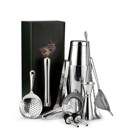 Multicolor spot 304L stainless steel Boston cocktail glass practical cocktail set 12 pieces rose shaker