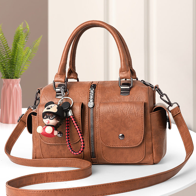 2024 autumn and winter new fashion Korean cute doll pendant women's shoulder crossbody handbag one piece 