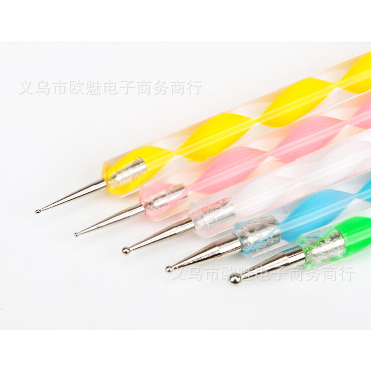 Nail Art Brush Set 5 Pieces Nail Art Drill Pen Double Head Nail Acrylic Drill Pen Manufacturer Wholesale