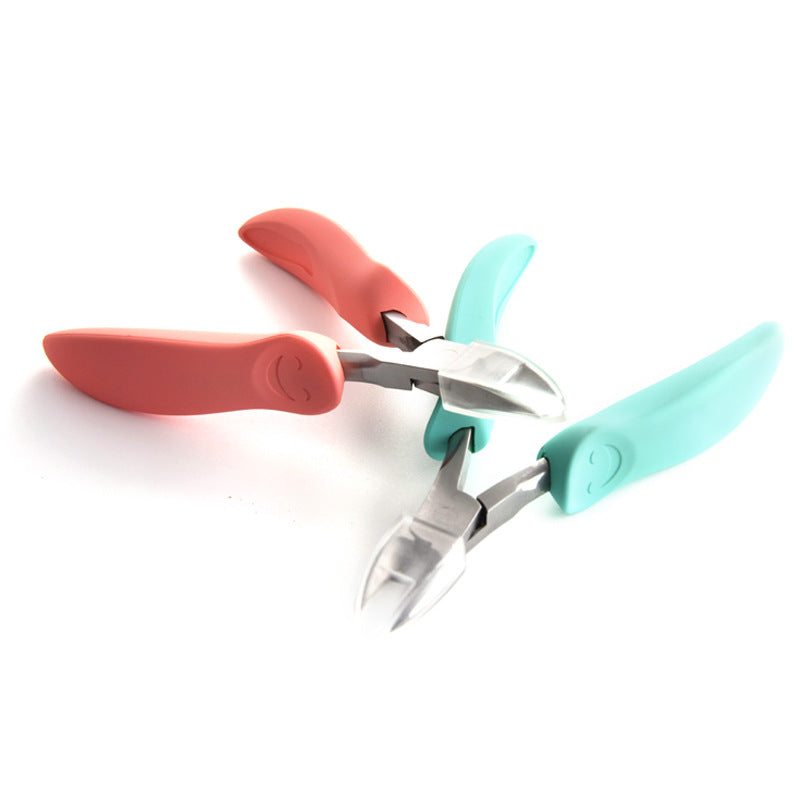 Spot wholesale stainless steel hawkbill pliers thick nail groove pliers hawkbill knife smiley handle ingrown nail pliers set full set