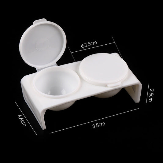 Manicure double hole brush washing cup plastic double cover brush washing cup crystal liquid cup white manicure tools supplies wholesale