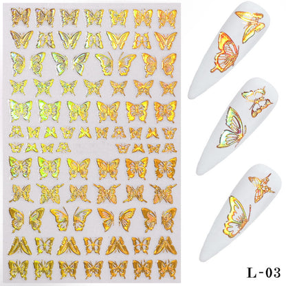 Cross-border butterfly nail art hot stamping laser butterfly nail stickers 3D nail decals three-dimensional nail stickers