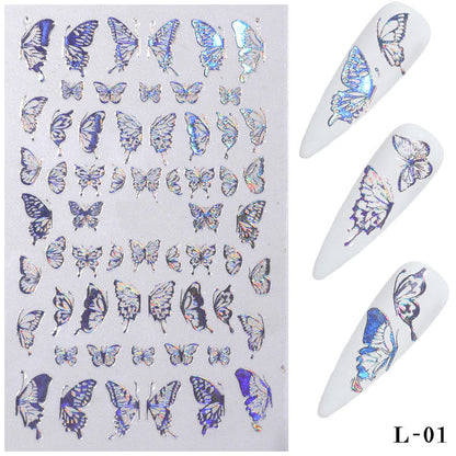 Cross-border butterfly nail art hot stamping laser butterfly nail stickers 3D nail decals three-dimensional nail stickers