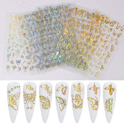 Cross-border butterfly nail art hot stamping laser butterfly nail stickers 3D nail decals three-dimensional nail stickers