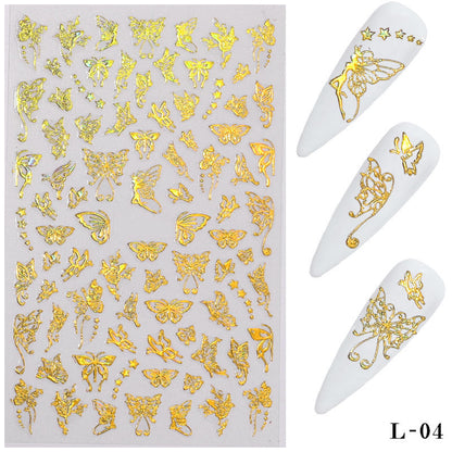 Cross-border butterfly nail art hot stamping laser butterfly nail stickers 3D nail decals three-dimensional nail stickers