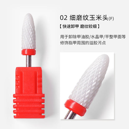 Nail art ceramic grinding head single bullet type nail grinder replacement head nail remover dead skin special tool 