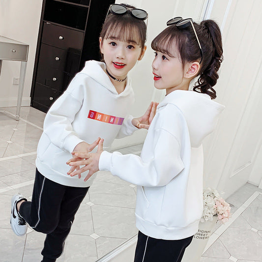 Girls sweatshirt 2024 new spring and autumn fashion hooded tops stylish middle and large children's casual jacket trendy spring