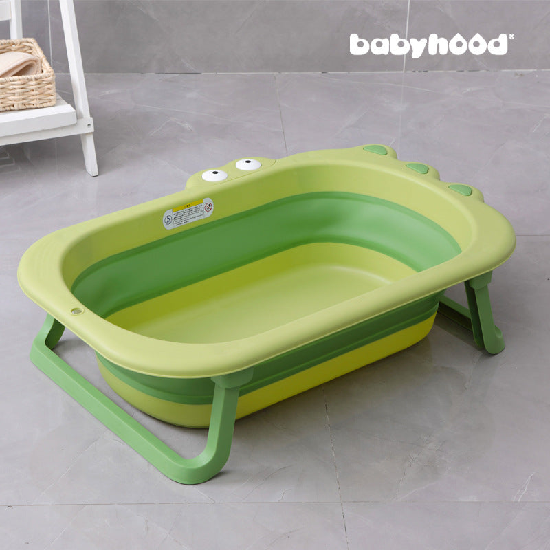 Children's foldable bathtub, baby bathtub, newborn baby can sit and lie down, home large cartoon crocodile bathtub