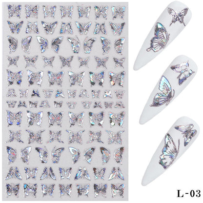 Cross-border butterfly nail art hot stamping laser butterfly nail stickers 3D nail decals three-dimensional nail stickers