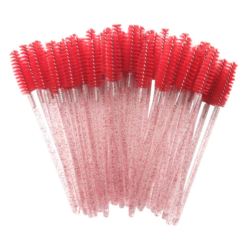 Wholesale crystal rod nylon head eyelash brush portable beauty makeup tool grafting eyelash comb