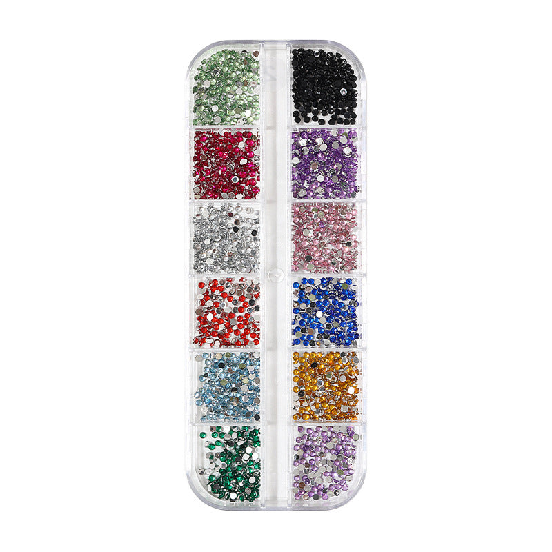 Nail art flat bottom diamond glass rhinestone flat bottom pearl AB fantasy color pointed bottom diamond nail sticker jewelry nail art decoration