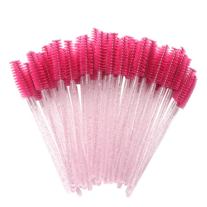 Wholesale crystal rod nylon head eyelash brush portable beauty makeup tool grafting eyelash comb