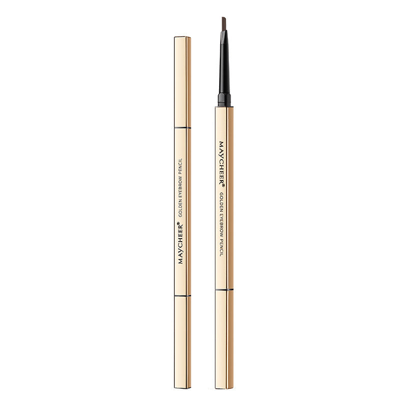 Small gold bar double-head eyebrow pencil with ultra-fine refill Small gold chopsticks waterproof and sweat-proof long-lasting non-smudged fine eyebrow pencil