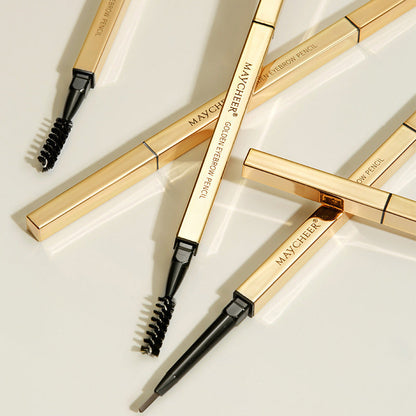 Small gold bar double-head eyebrow pencil with ultra-fine refill Small gold chopsticks waterproof and sweat-proof long-lasting non-smudged fine eyebrow pencil